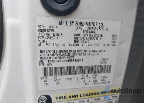 2014 Ford Expedition El Limited from USA, damaged, VIN 1FMJK2A5XEEF33631